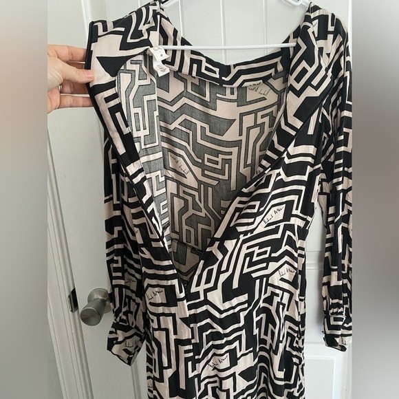 Richard Allen for H&M geometric maxi dress, black/white, size 10 - Picture 8 of 10